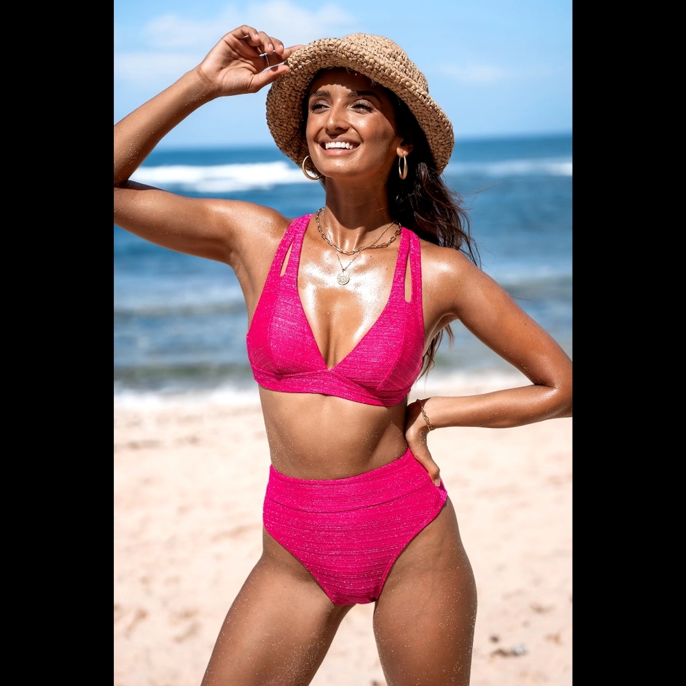 NWT Cupshe High-Rise Crossback Bikini Set